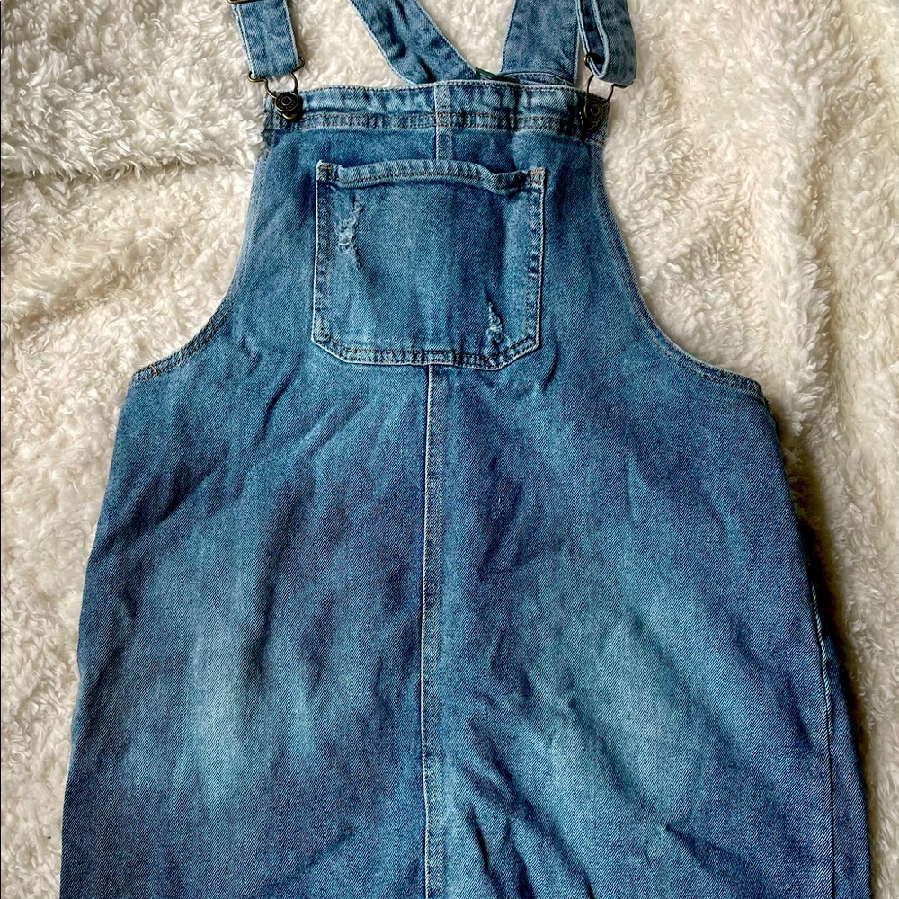 Distressed jean dress. Size large